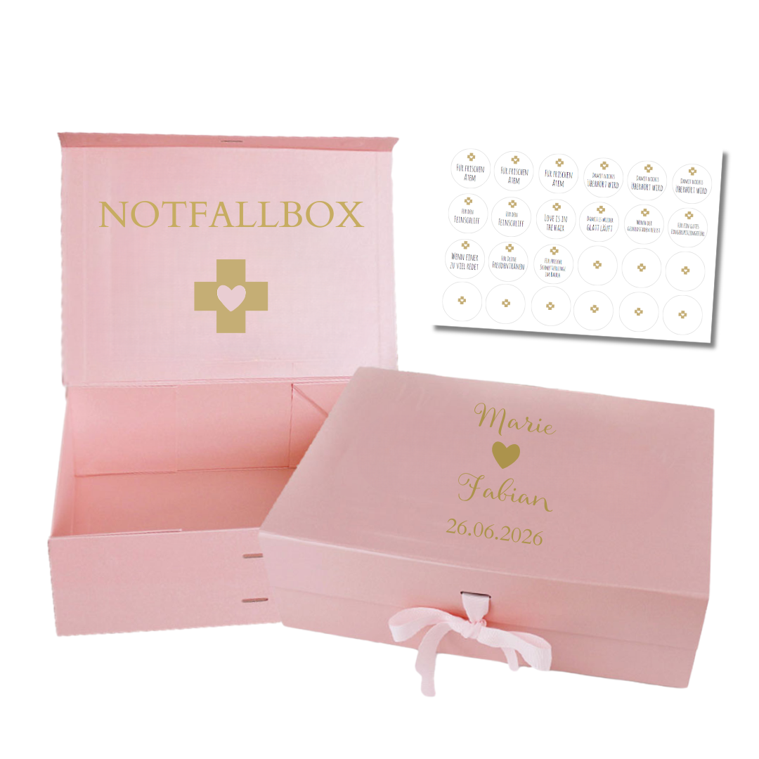 Personalisierte Box Notfallkörbchen zur Hochzeit