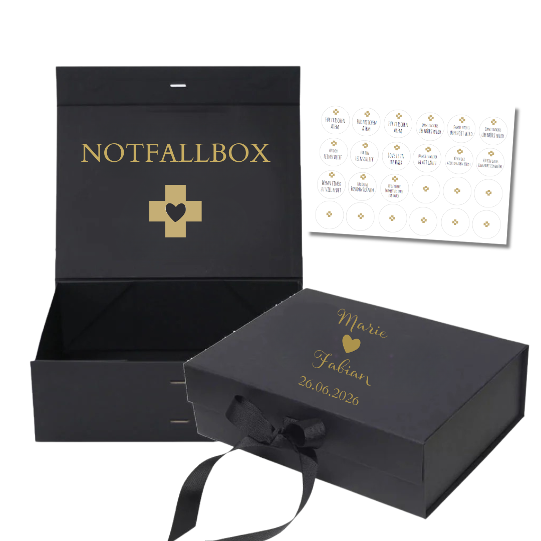 Personalisierte Box Notfallkörbchen zur Hochzeit