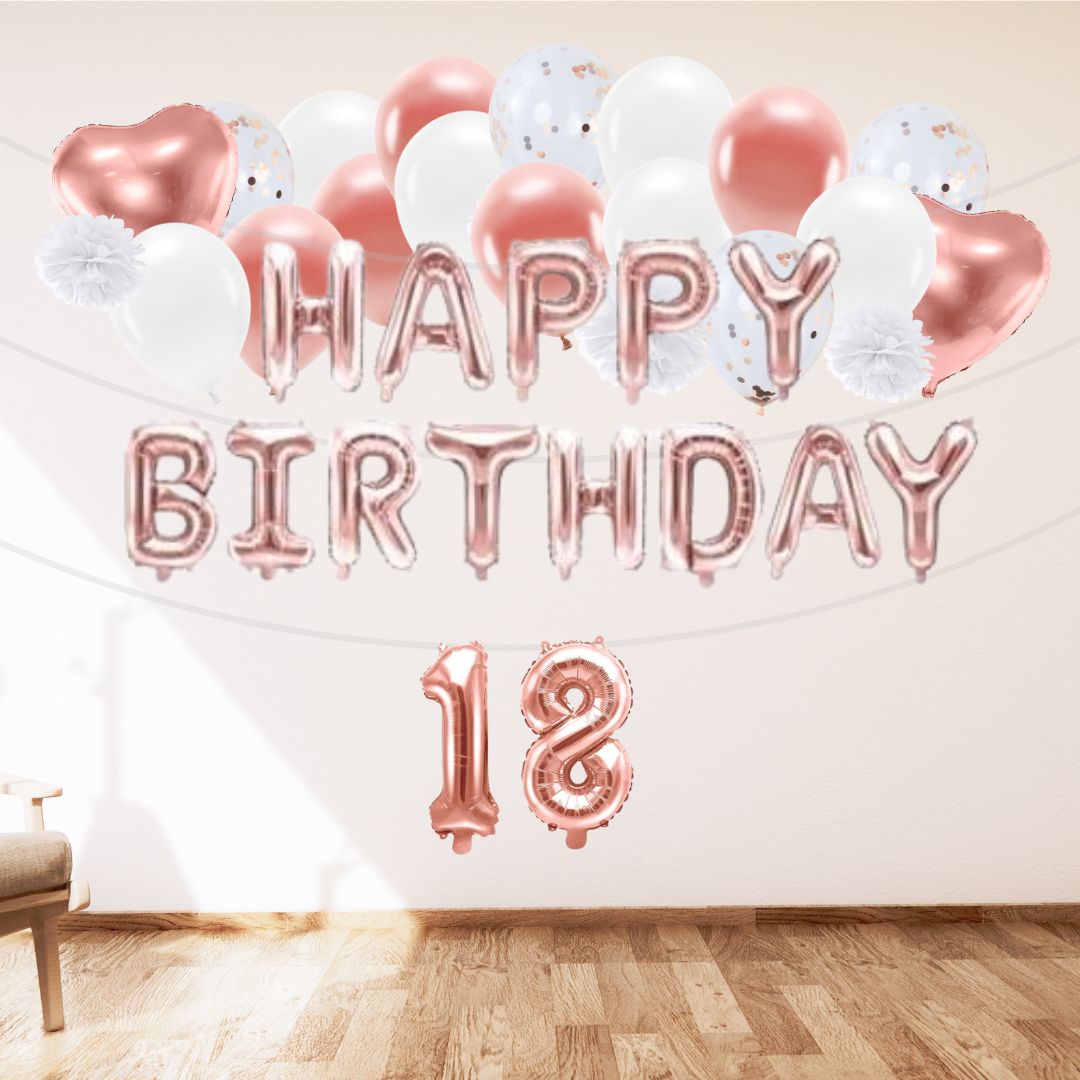 Deko Set 18. Geburtstag rosegold (46-teilig)