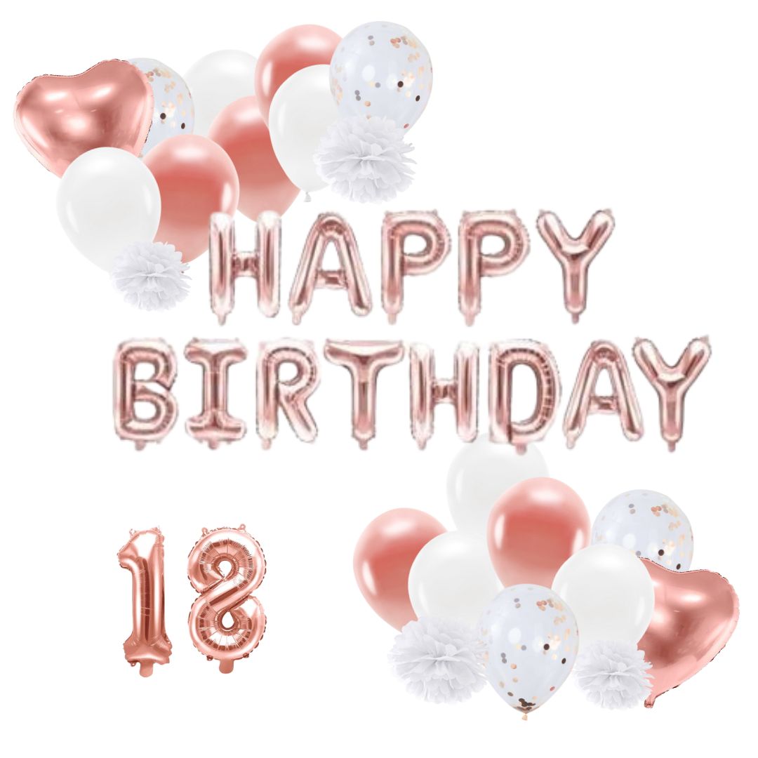 Deko Set 18. Geburtstag rosegold (46-teilig)