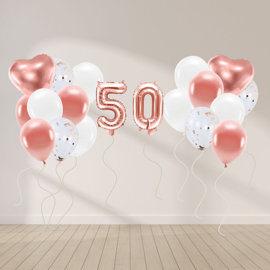 Ballon Deko Set 50. Geburtstag rosegold (14 Stück)