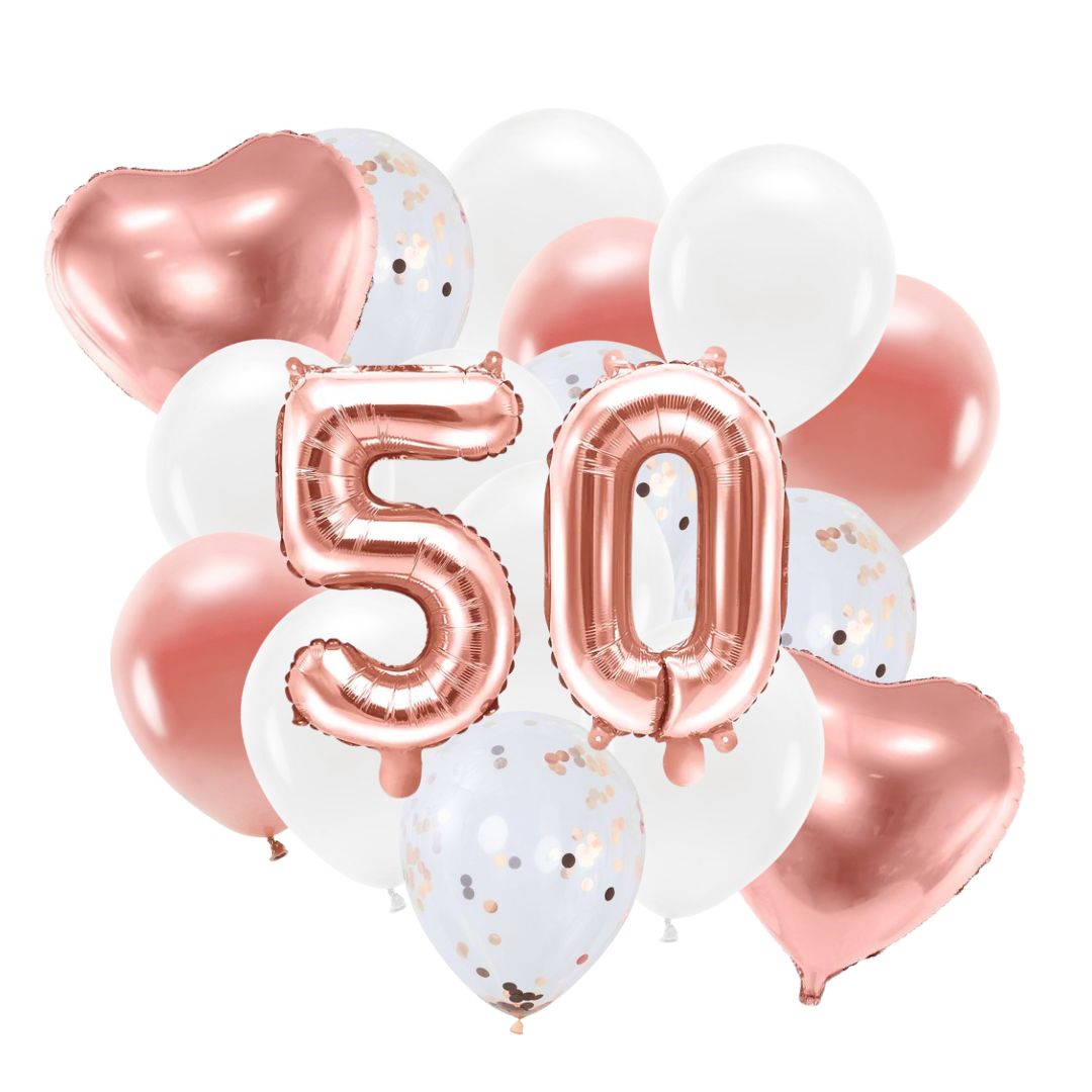 Ballon Deko Set 50. Geburtstag rosegold (14 Stück)