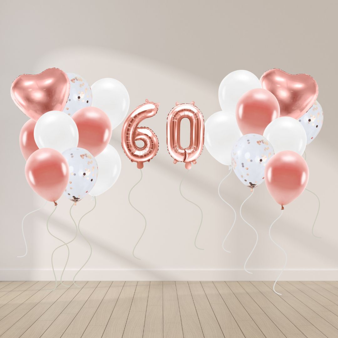 Ballon Deko Set 60. Geburtstag rosegold (14 Stück)