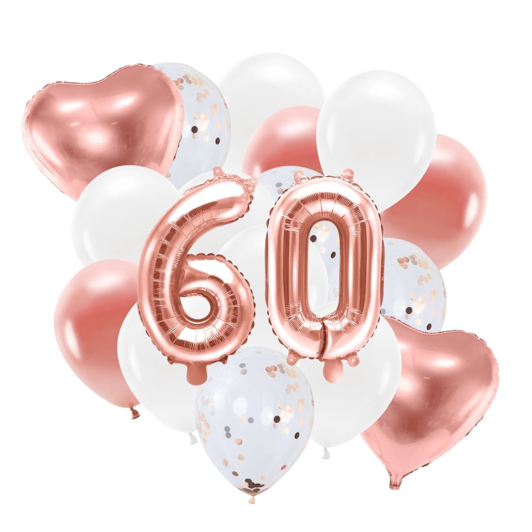 Ballon Deko Set 60. Geburtstag rosegold (14 Stück)