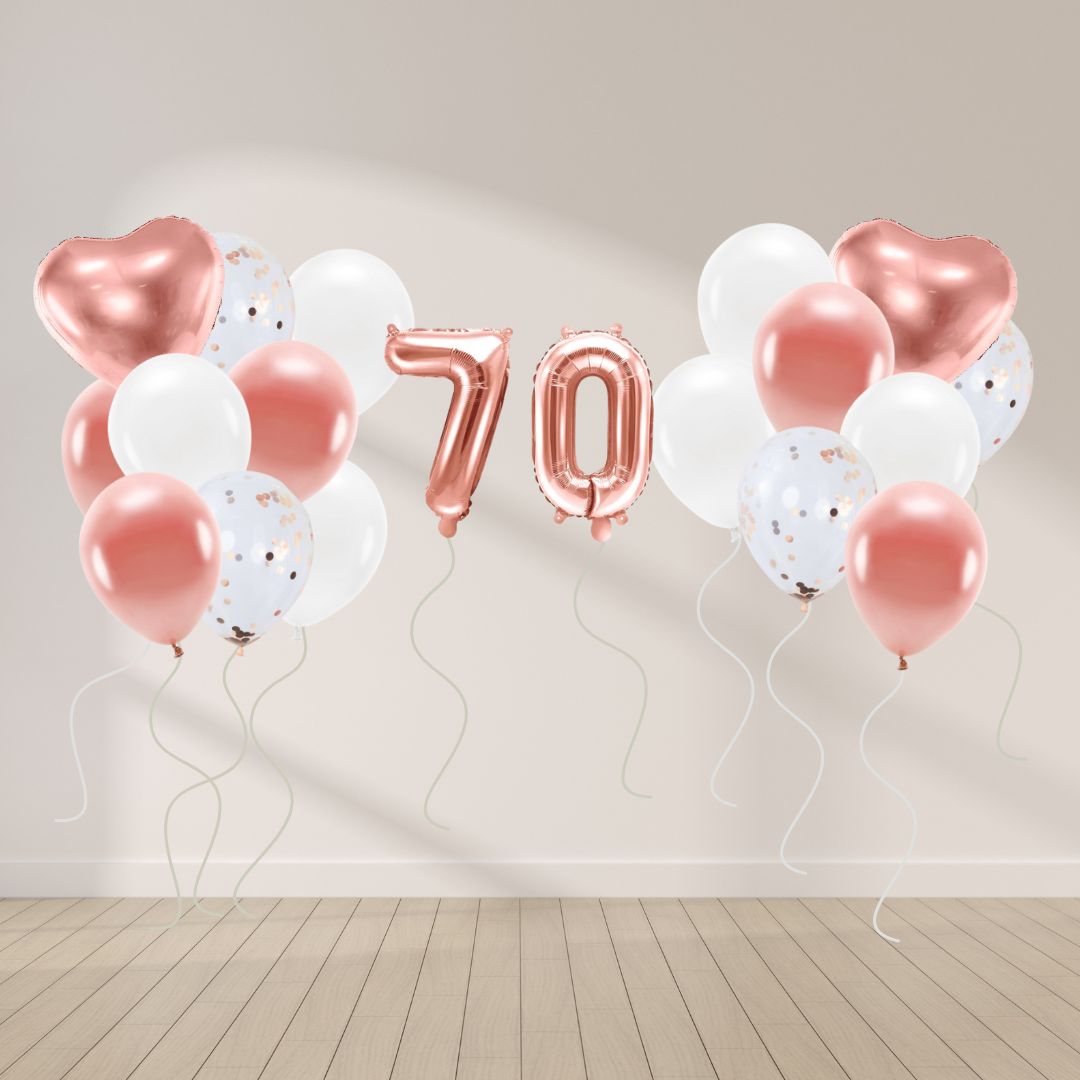 Ballon Deko Set 70. Geburtstag rosegold (14 Stück)