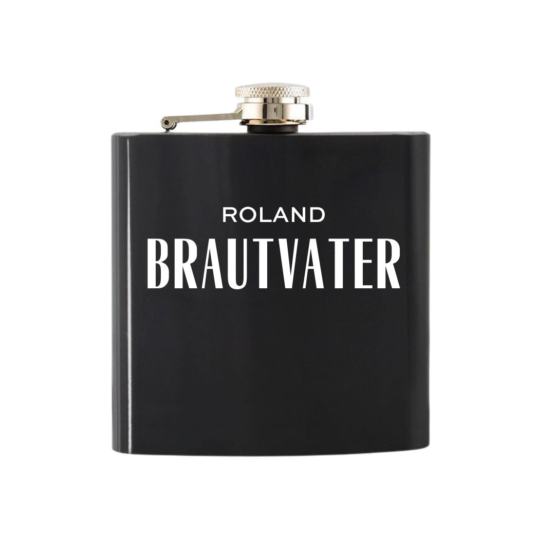 Personalisierter Geschenk Flachmann schwarz brautvater