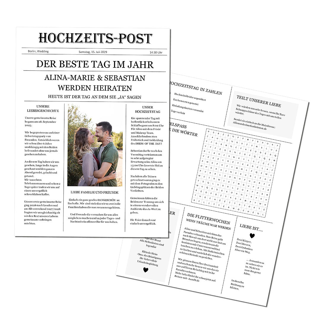 hochzeitspost zeitung vorlage