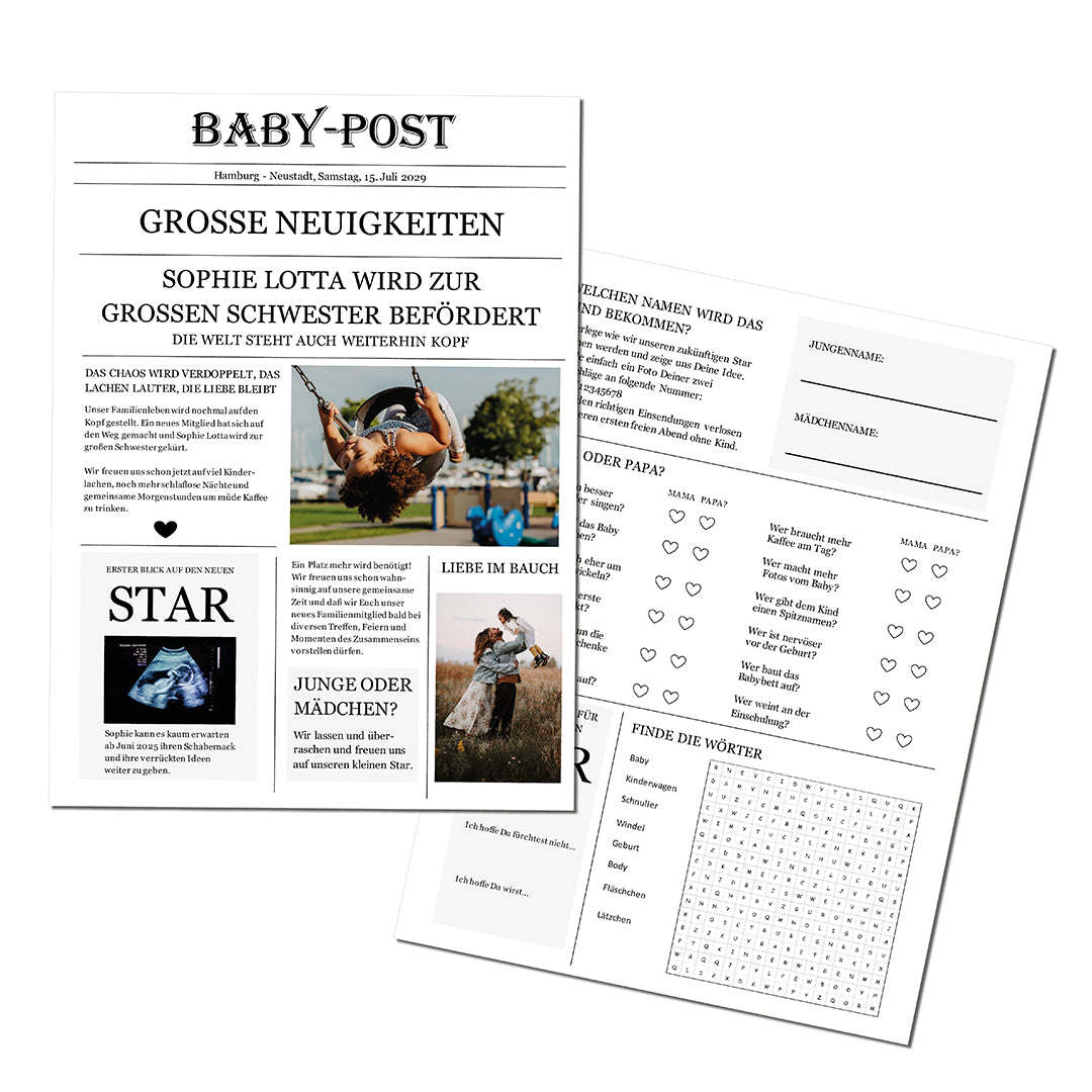 babypost schwangerschaftsverkündung für geschwisterkind große schwester oder großer bruder