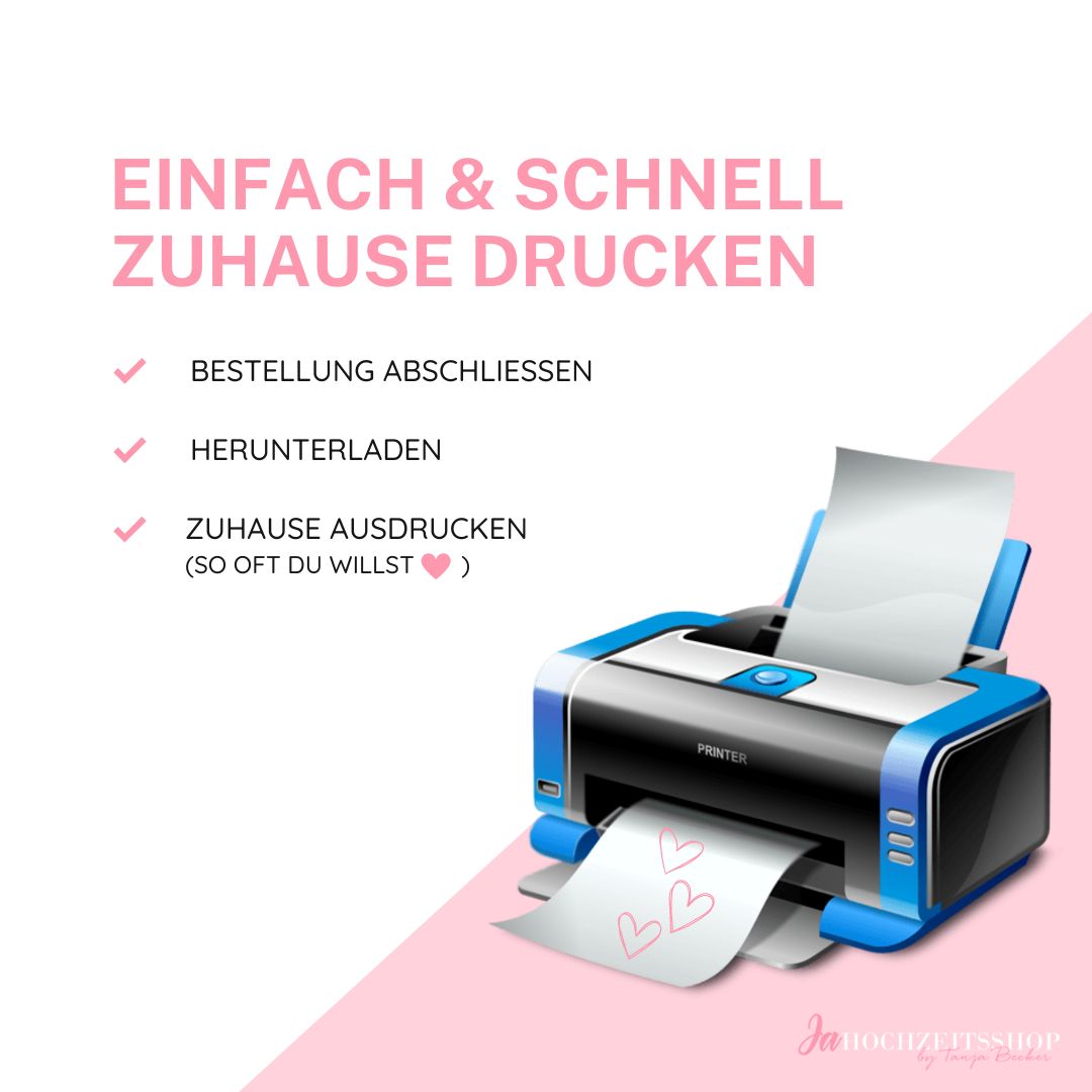 Set aus 21 Schildern zur Hochzeit als Sofort-Download