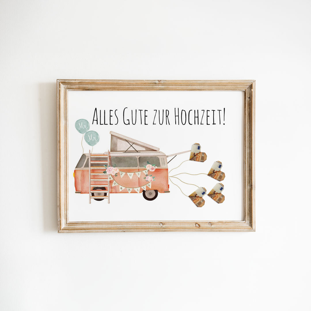 geldgeschenk hochzeit camper van mr und mr