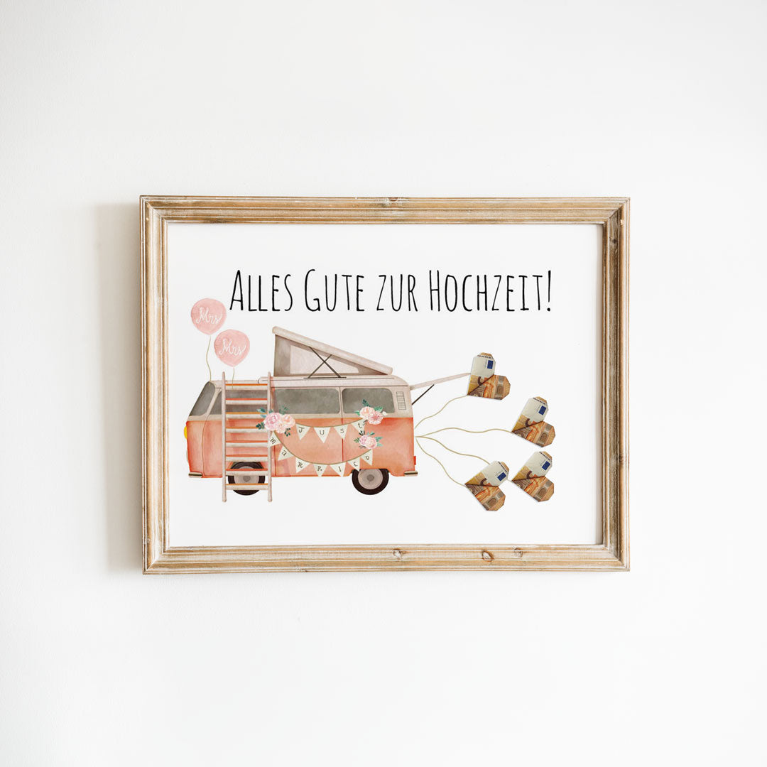 geldgeschenk hochzeit camper van mrs und mrs