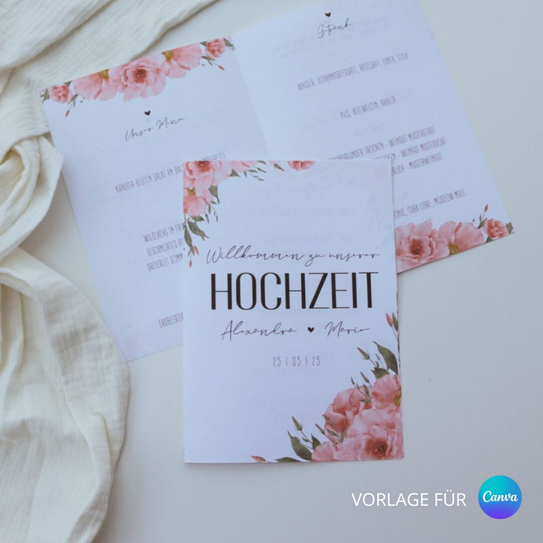 Personalisiertes Willkommensheft Hochzeit Blütenzauber (Sofort-Download)