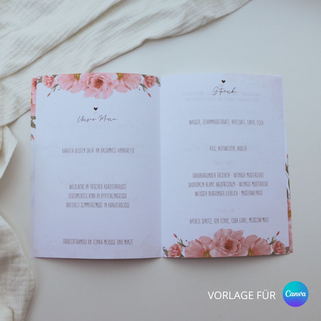 Personalisiertes Willkommensheft Hochzeit Blütenzauber (Sofort-Download)