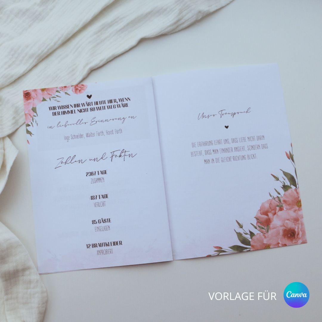 Personalisiertes Willkommensheft Hochzeit Blütenzauber (Sofort-Download)