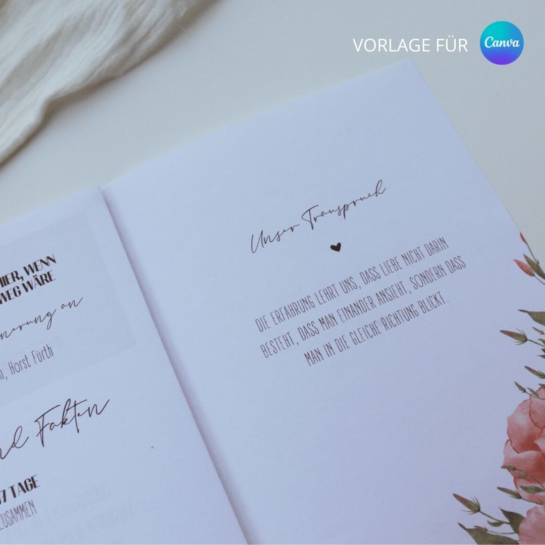 Personalisiertes Willkommensheft Hochzeit Blütenzauber (Sofort-Download)