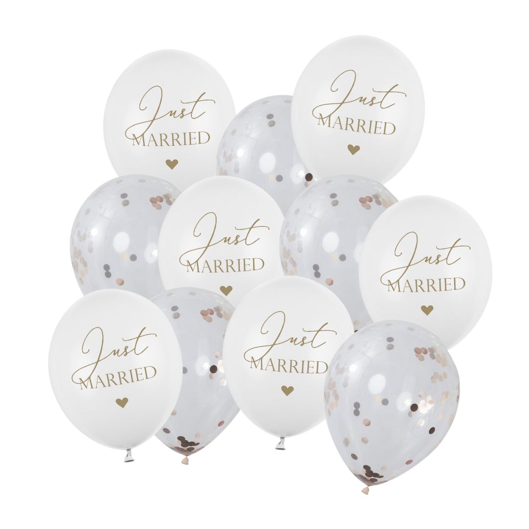 luftballon set hochzeit just married mit konfetti ballons