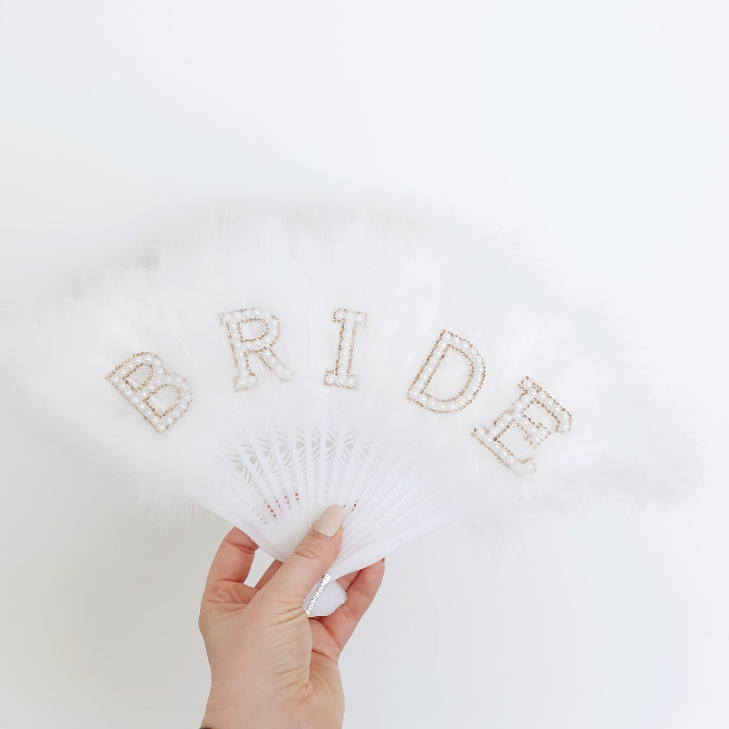 Fächer mit Federn und Perlen Bride