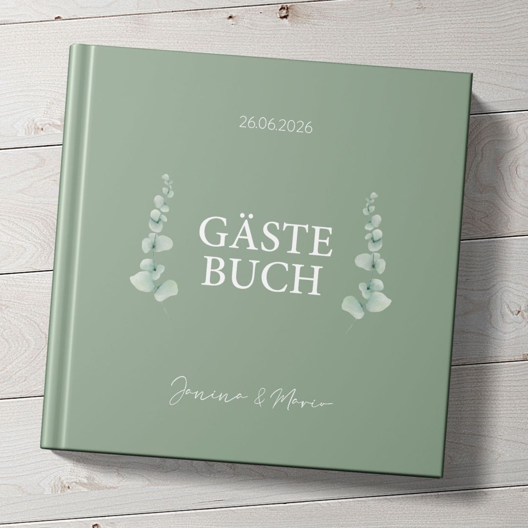 Personalisiertes Gästebuch Eukalyptus Ranke