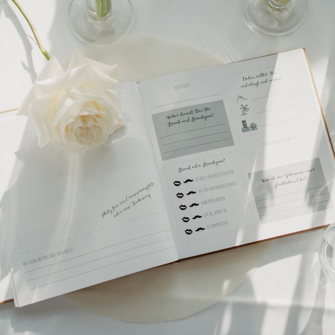 unser gästebuch zur hochzeit mit vorlagen zum ausfüllen innenseiten