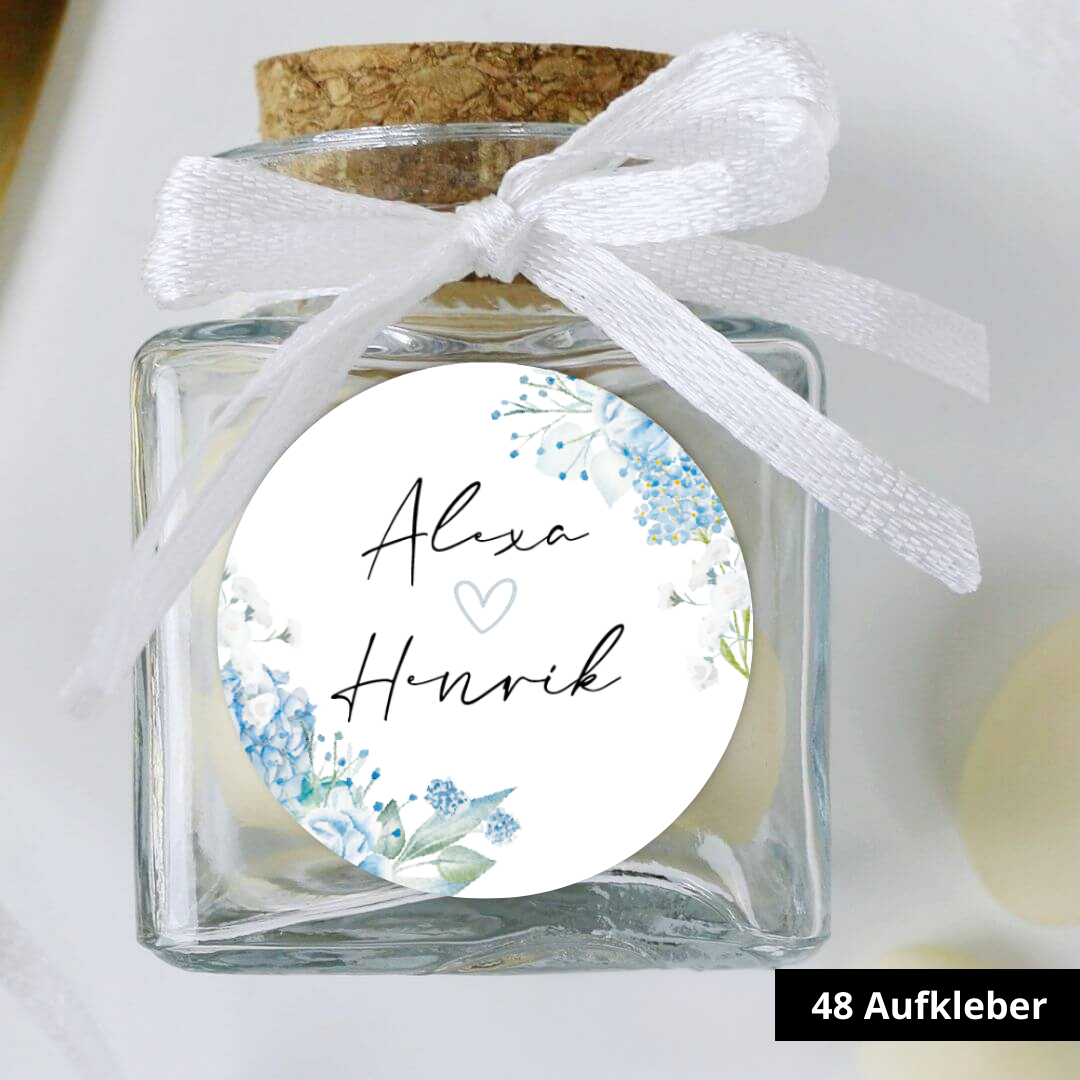 Personalisierte Aufkleber Dusty Blue (48 Stück)