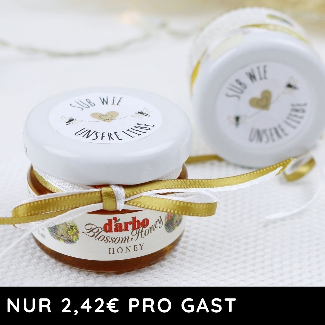 gastgeschenk zur hochzeit mini honig suess wie unsere liebe