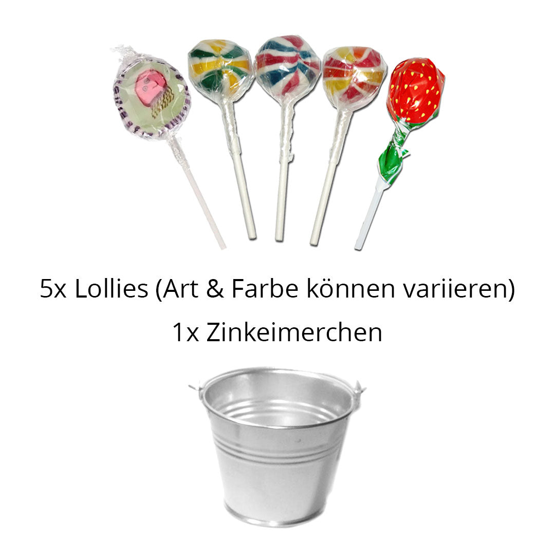 Lollypop Eimerchen aus Zink mit Lollys