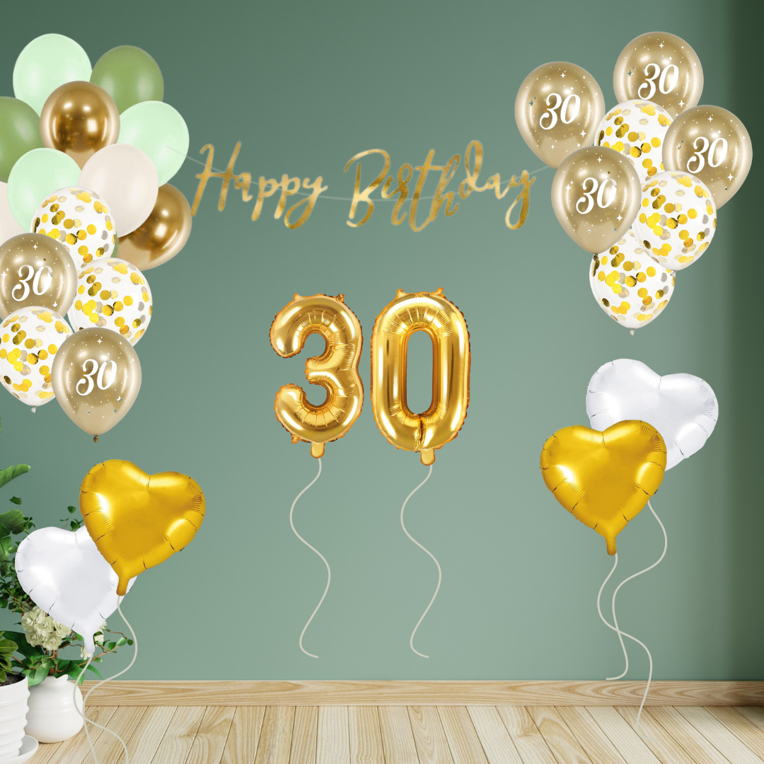 30. Geburtstag Deko grün/gold (29-teilig)