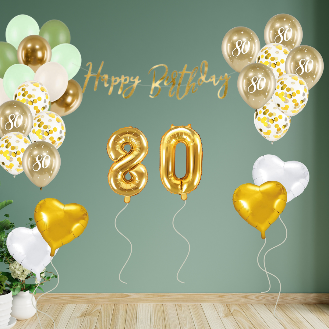 80. Geburtstag Deko grün/gold (29-teilig)