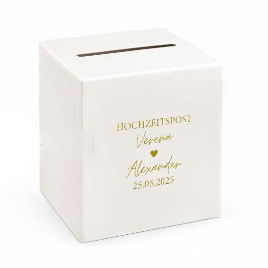 Personalisierter Aufkleber für Briefbox Hochzeitspost auf briefbox blanko