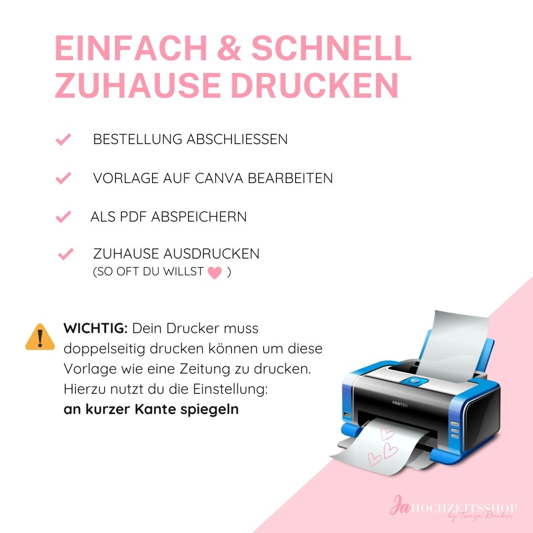 Hochzeitszeitung Vorlage personalisierbar (Sofort-Download)