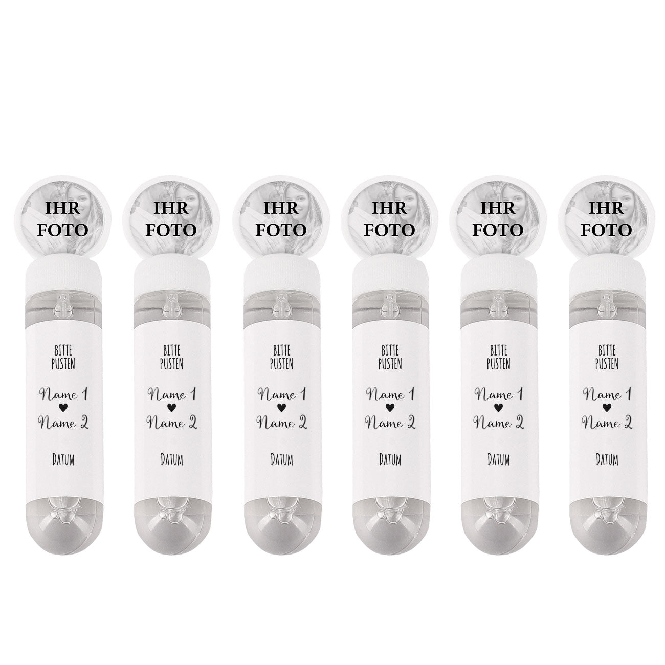 Personalisierte Seifenblasen Herzchen (6 Stück)