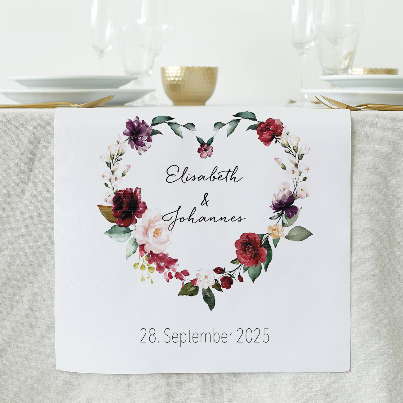 Tischdeko Hochzeit I Tischläufer personalisiert I Ja-Hochzeitsshop