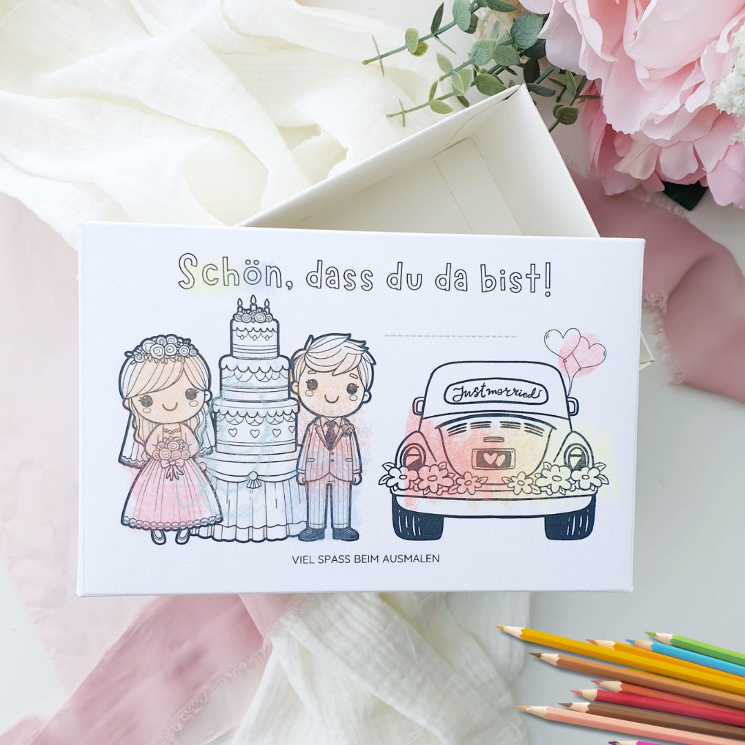 Geschenkbox Hochzeitskids zum ausmalen