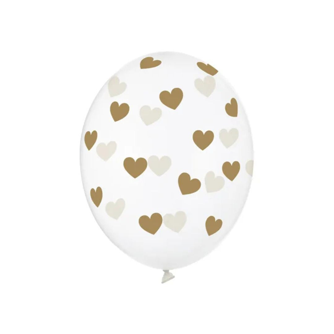 Luftballons Herzchen transparent gold (6 Stück)