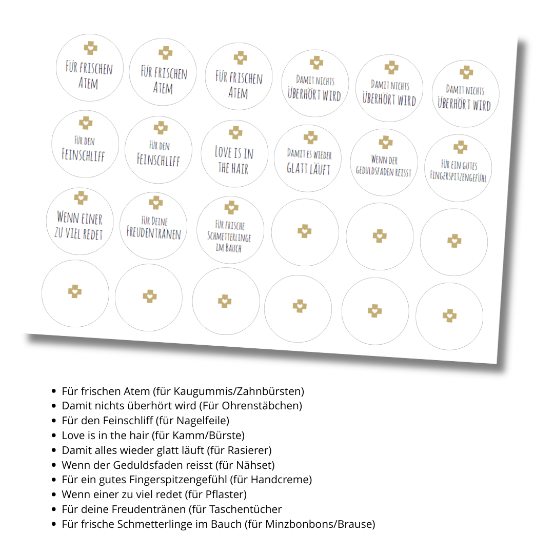 Personalisierte Box Notfallkörbchen zur Hochzeit