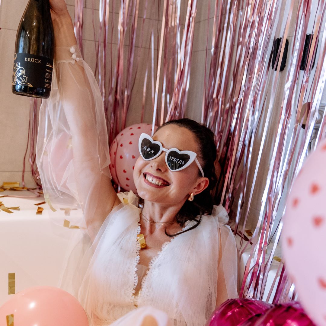 Personalisierte Herzbrille hochzeit