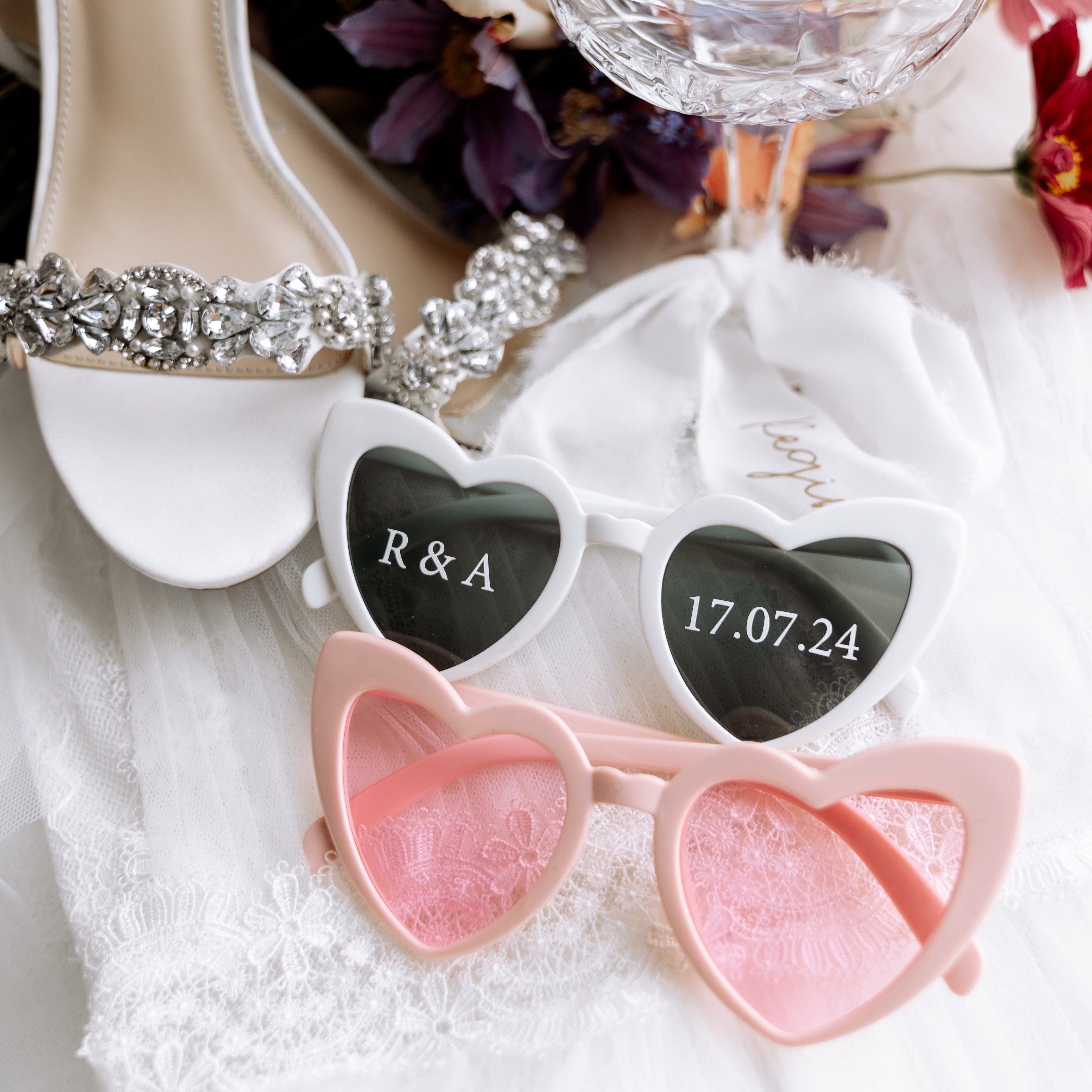 Personalisierte Herzbrille hochzeit