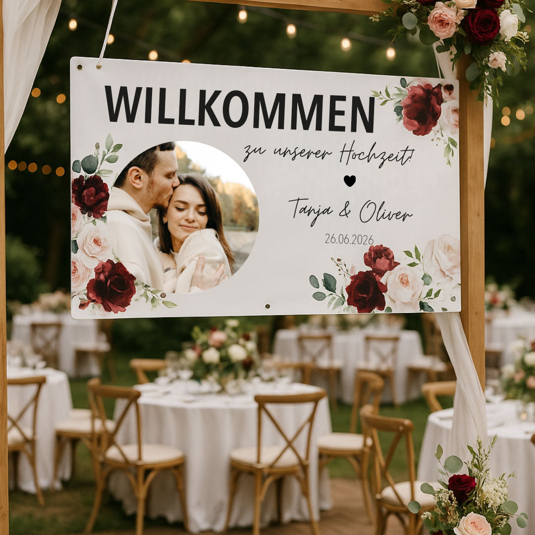Personalisiertes Willkommensbanner Hochzeit Bordeaux