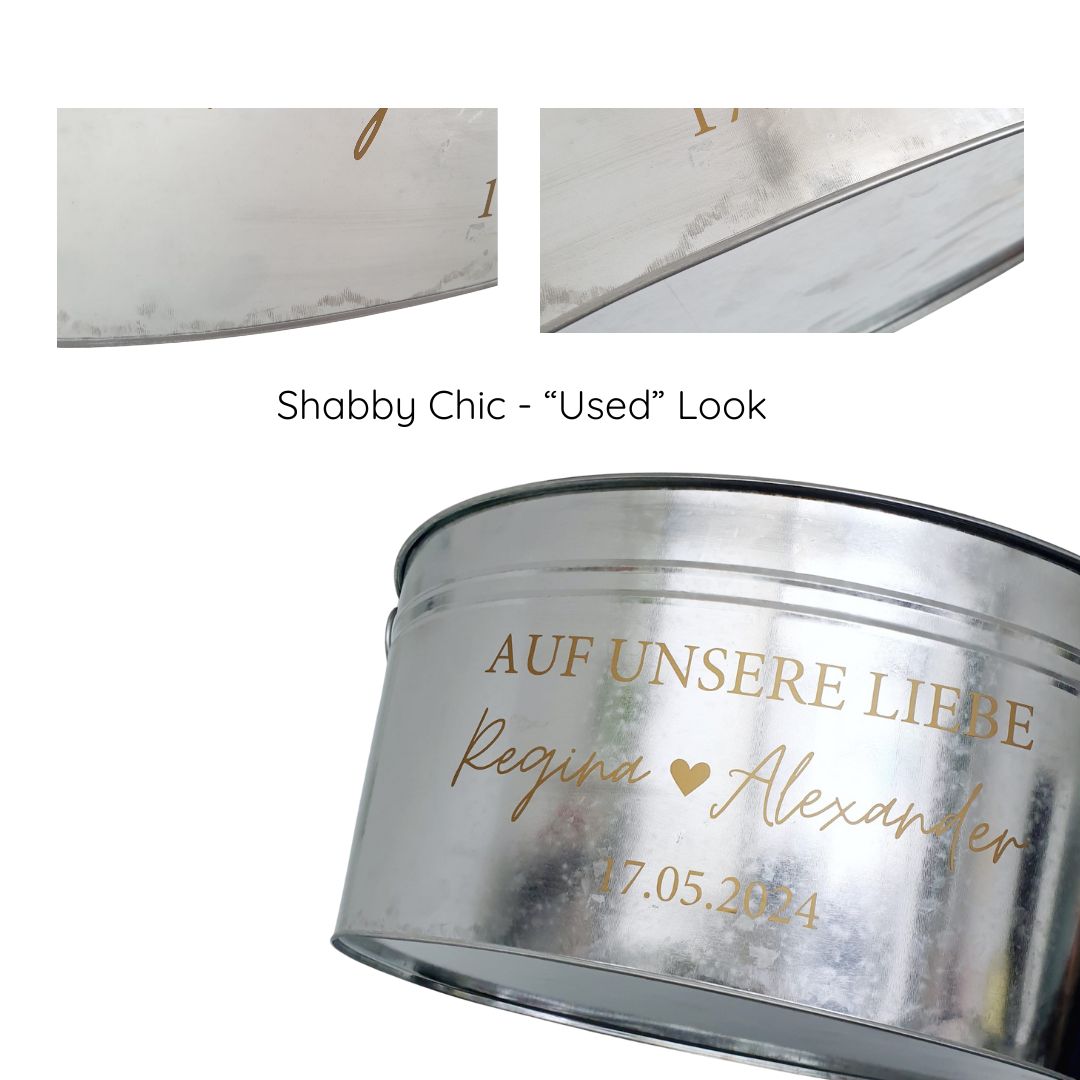 Personalisierte Zinkwanne für Sekt als Geschenk