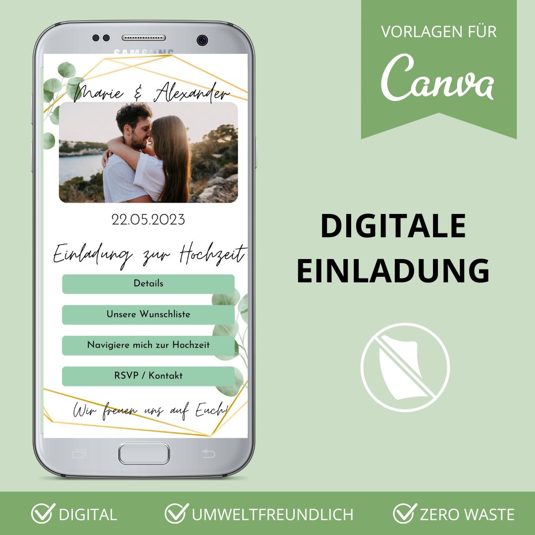 digitale einladung zur hochzeit versenden als canva vorlage