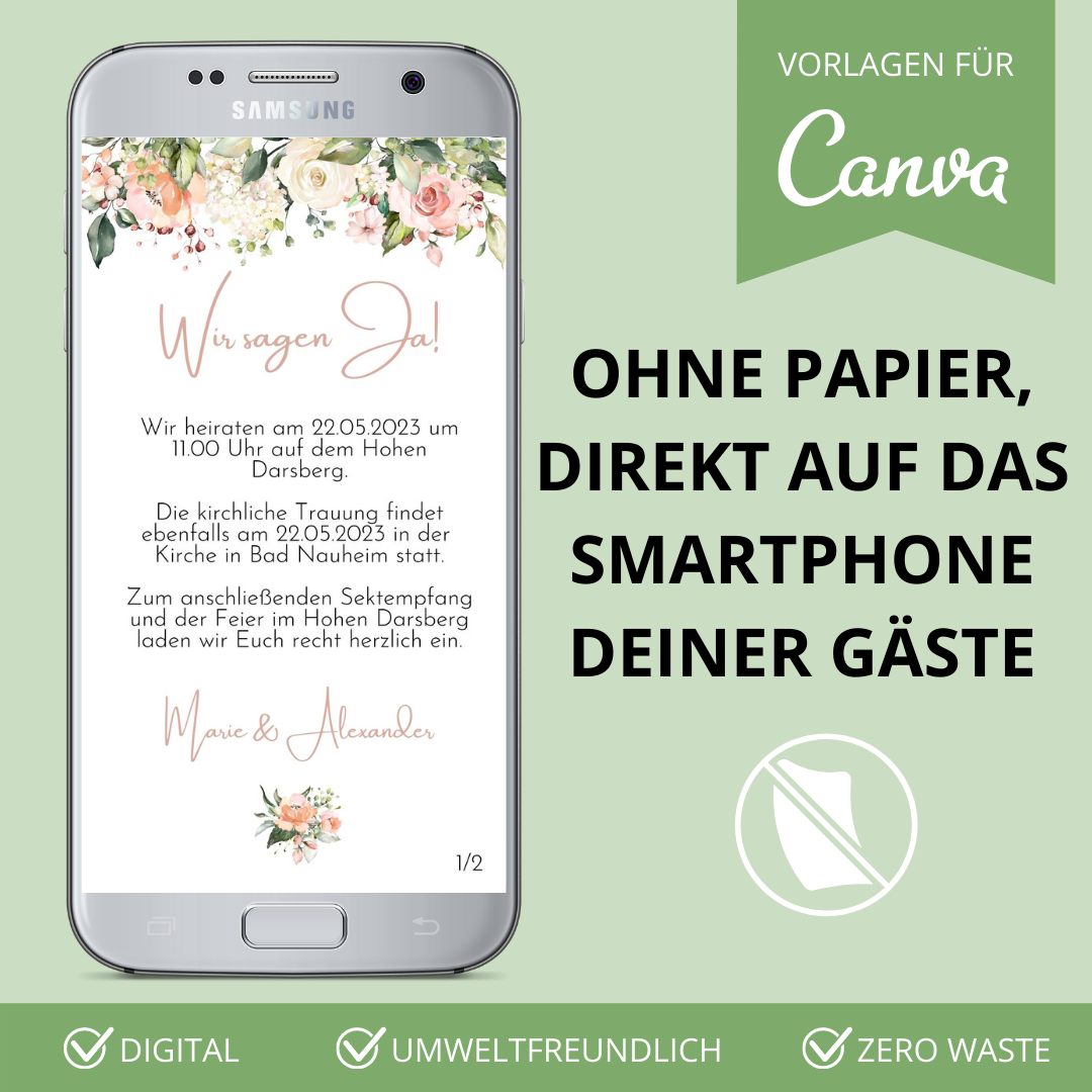 digitale einladung zur hochzeit versenden als canva vorlage