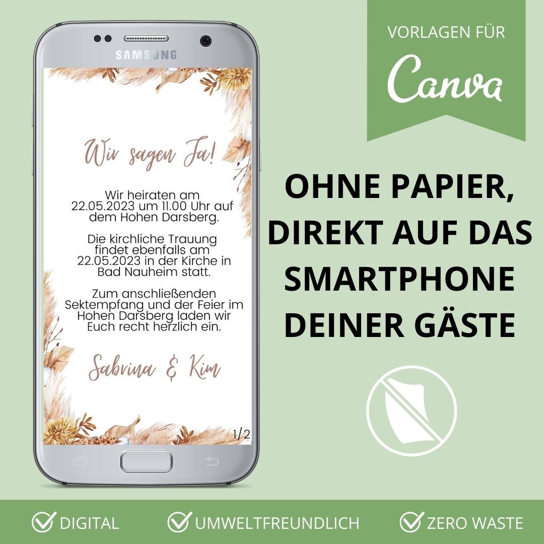 digitale einladung zur hochzeit versenden als canva vorlage