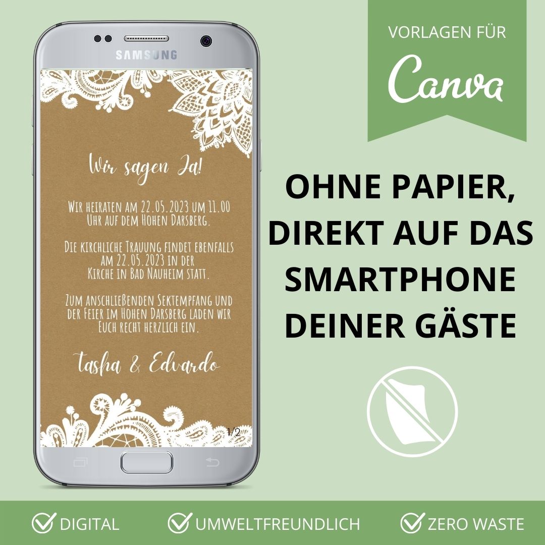 digitale einladung zur hochzeit versenden als canva vorlage