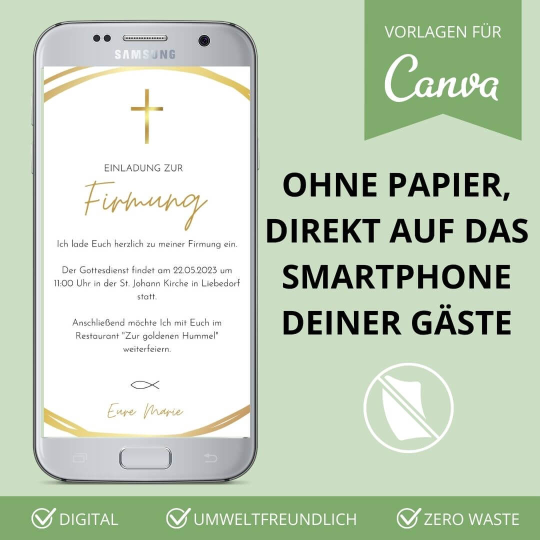 digitale einladung zur kommunion, konfirmation, firmung versenden als canva vorlage
