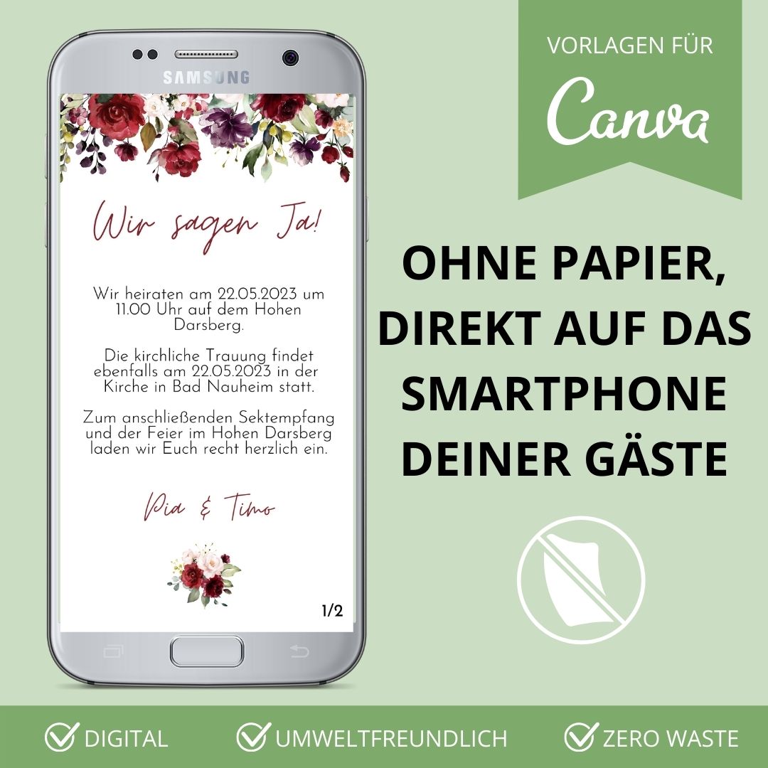 digitale einladung zur hochzeit versenden als canva vorlage