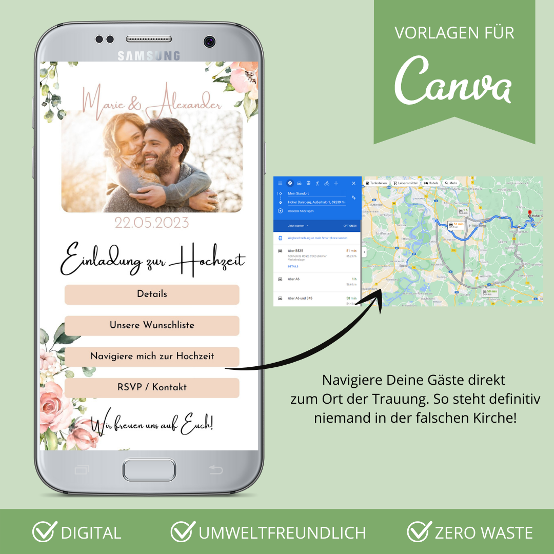 digitale einladung zur hochzeit versenden als canva vorlage