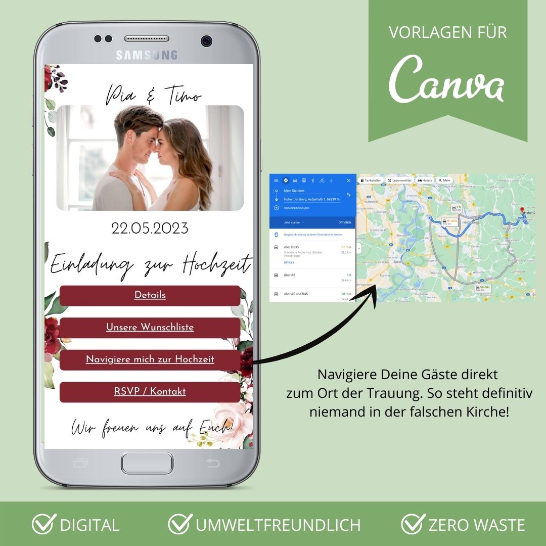 digitale einladung zur hochzeit versenden als canva vorlage