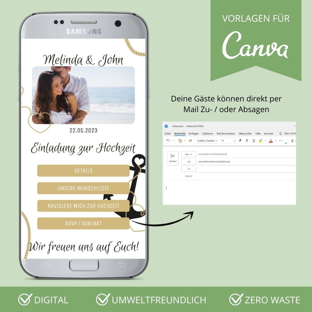 digitale einladung zur hochzeit versenden als canva vorlage