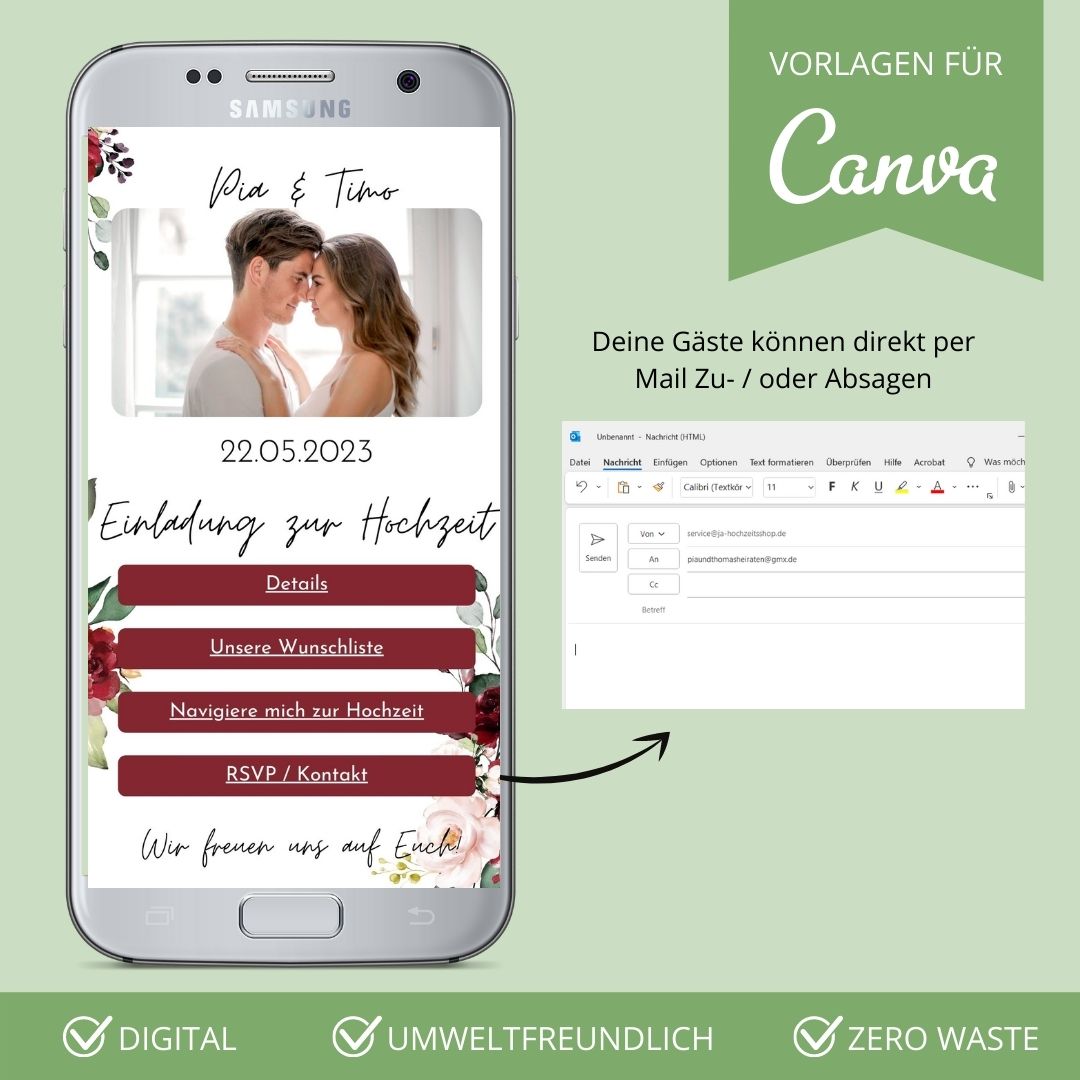 digitale einladung zur hochzeit versenden als canva vorlage