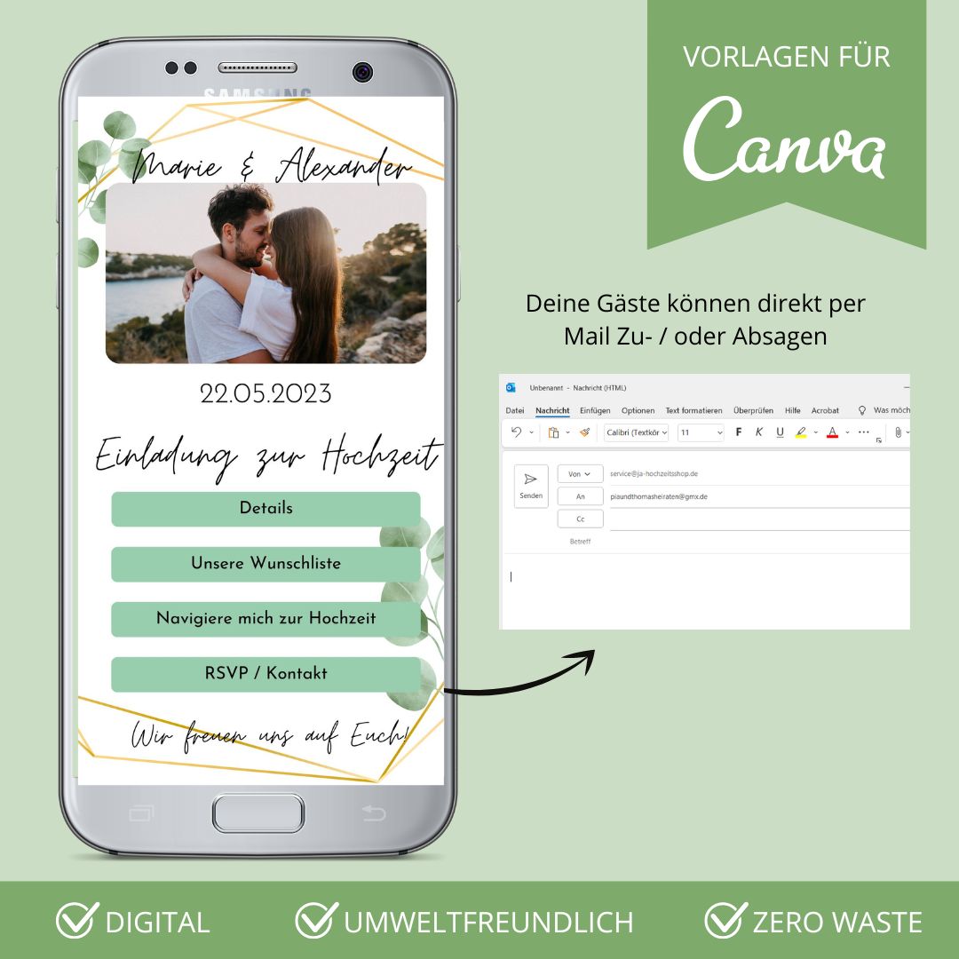 digitale einladung zur hochzeit versenden als canva vorlage